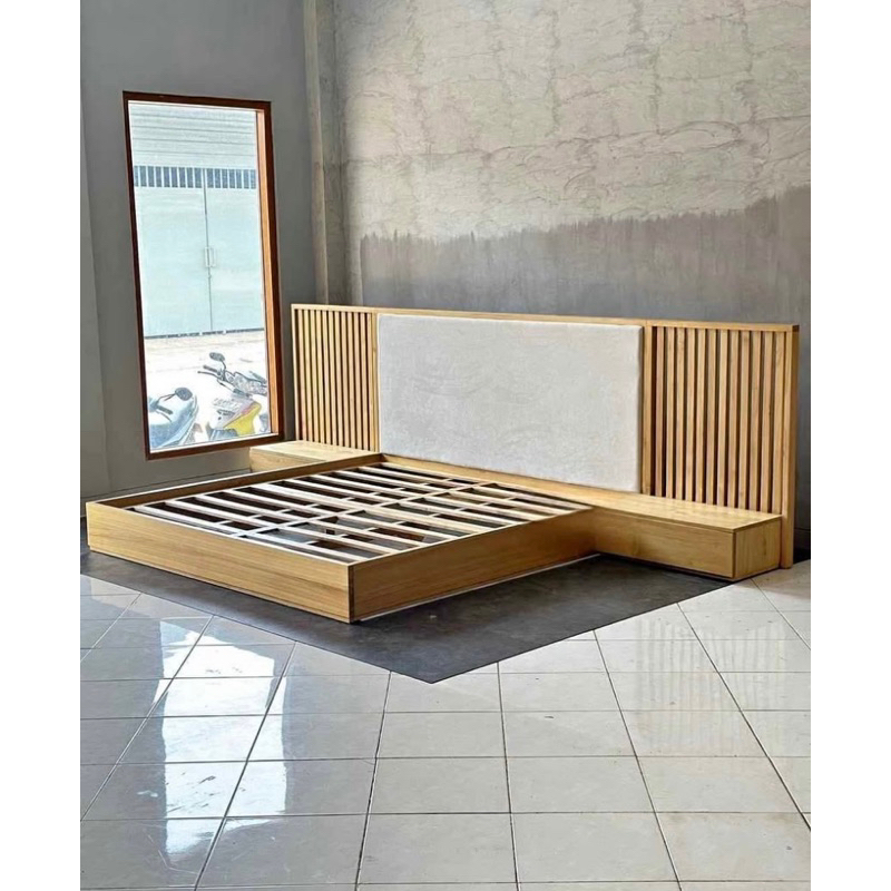 bed frame kayu jati berkualitas/ dipan kayu jati set nakas model jari jari/ dipan minimalis aestheti