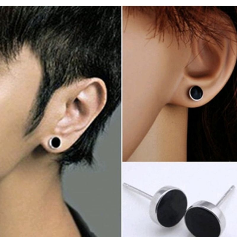 1pasang Anting tindik hitam Lis,anting tindik pria dan wanita