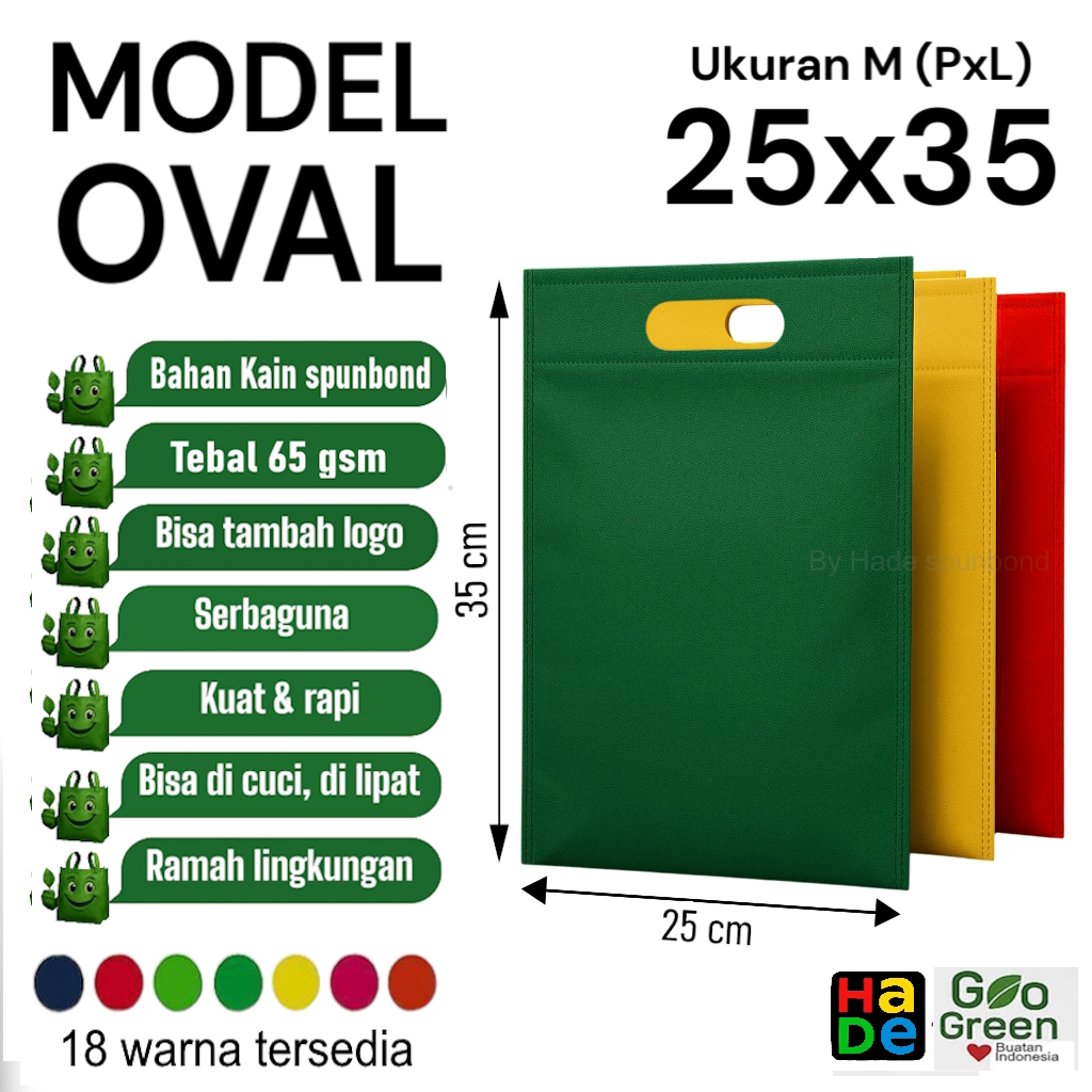 

Tas Kain Spunbond Goodie Bag Ukuran M= 25x35 Model Oval Polos Kantong Belanja Lipat , Souvenir Ulang tahun anak , Hampers tile Pernikahan , Kemasan Promosi Wisuda Haji umroh Pengajian Yasin Mukena murah 100% Ramah Lingkungan Pengganti Plastik / Paper bag