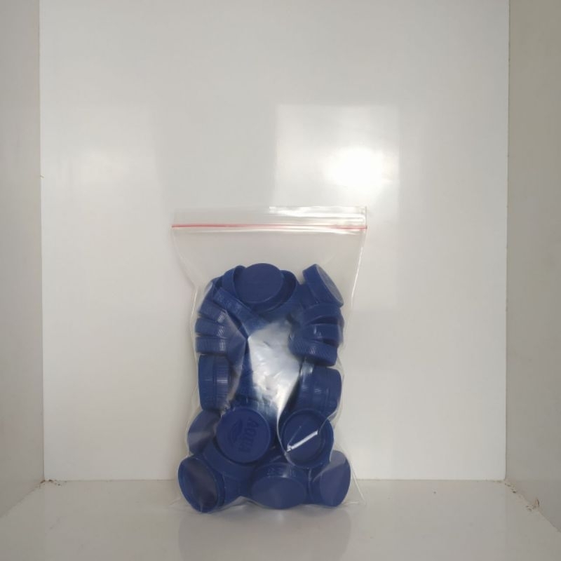 Tutup Botol Plastik Bekas Aqua Warna Biru Tua Isi 50pcs