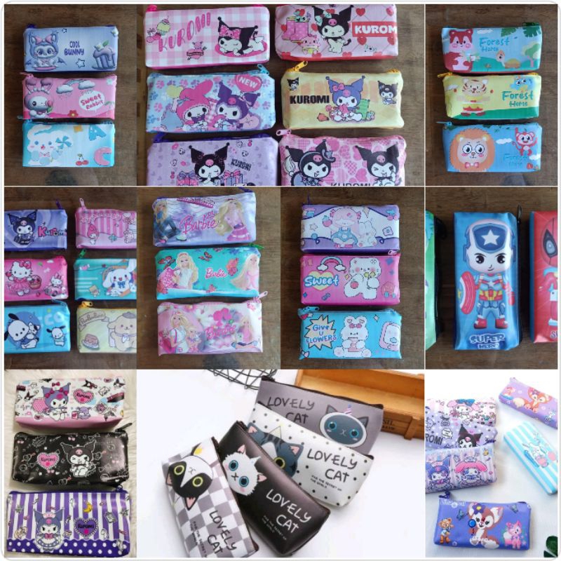 

(grosir) 12pcs Tepak pensil uk 21x9x2 pouch resleting motif lucu dan murah cocok buat souvenir ultah hadiah kado