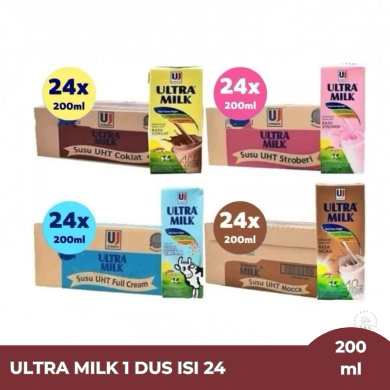 

[1DUS isi 24] Ultra Milk susu UHT 200ml Full Cream Strawberry Cokelat