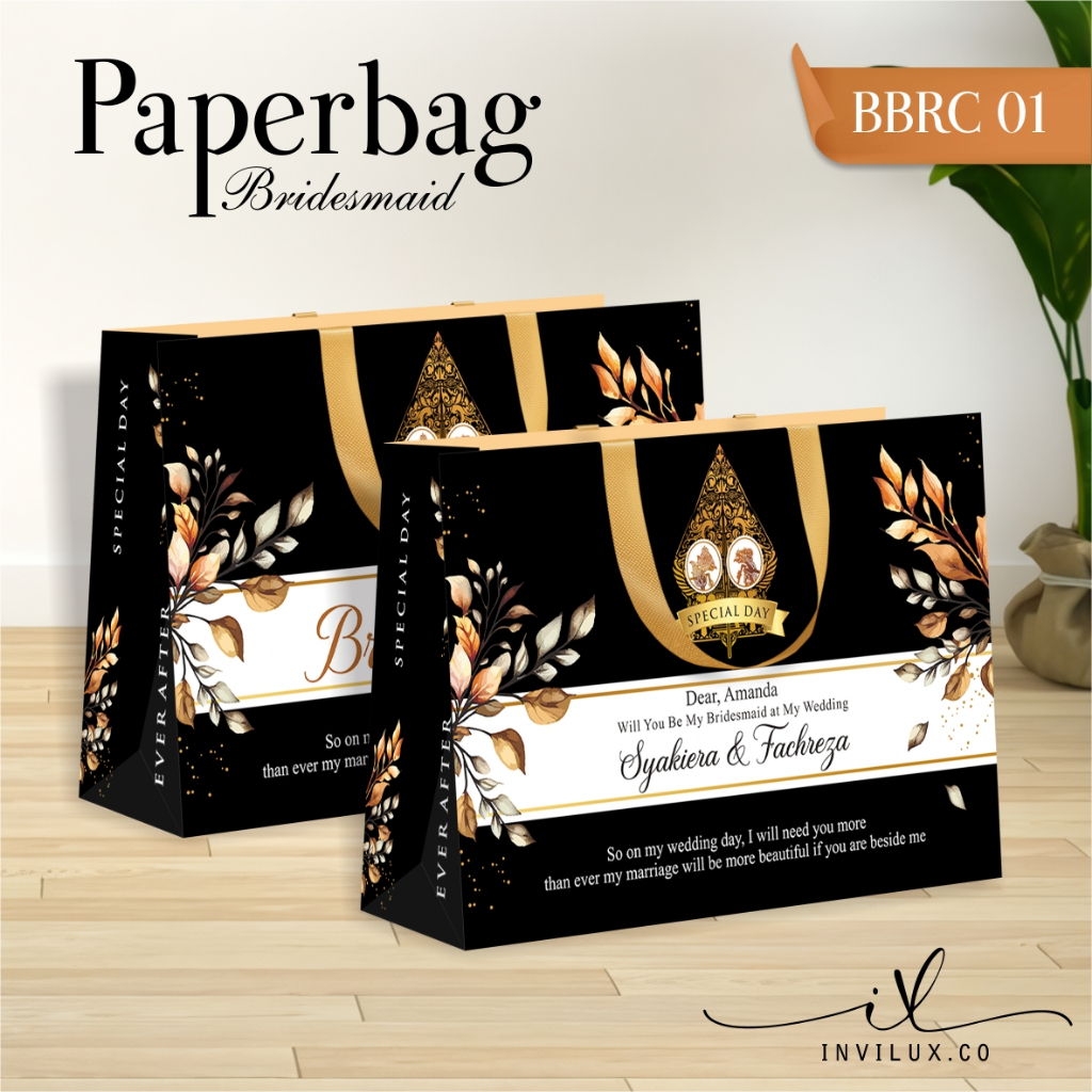 

TAS PAPER BAG BRIDESMAID SIMPLE ELEGANT BAHAN BRIEF CARD - PAPER BAG BRIDESMAID CUSTOM