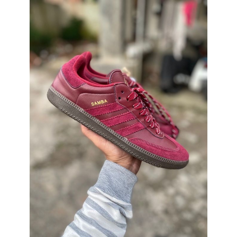 SEPATU KASUAL ADIDAS SAMBA SUMATER OG RED GUM / GRATIS KAOS KAKI