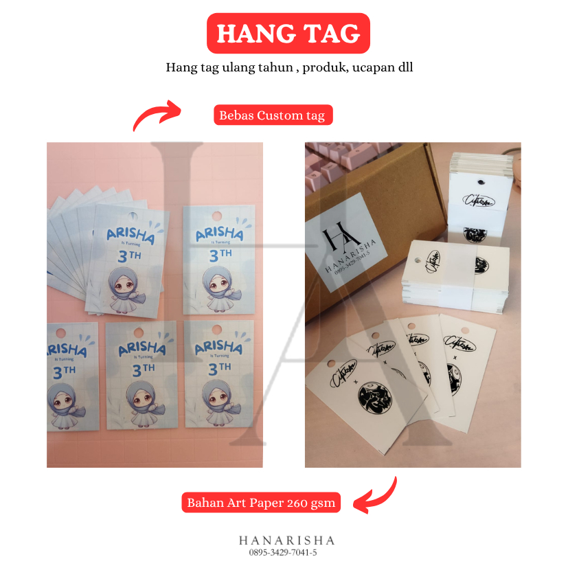 

HANG TAG CUSTOM TAG UNTUK PRODUK, ULANG TAHUN, SOUVENIR PERNIKAHAN DLL