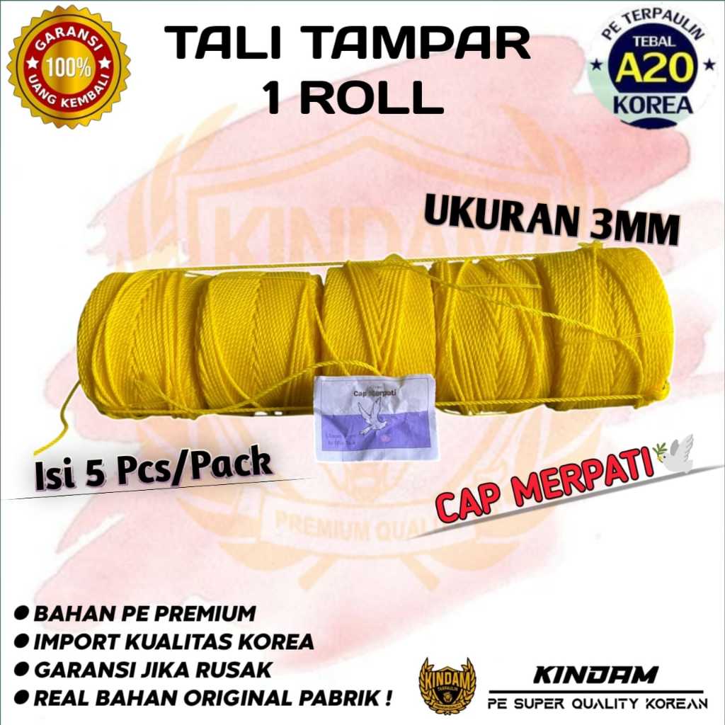 

TALI TAMPAR ROLL 3 MM CAP MERPATI KUAT DAN BERKUALITAS