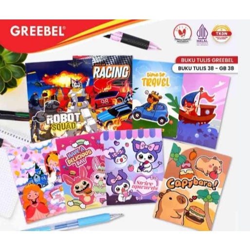 

PACK GREEBEL Buku Tulis A5 38 Lembar / Buku Tulis Sekolah / School Book / Buku tulis greebel 38 isi 10 buku tulis
