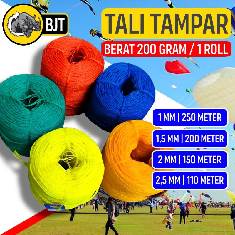 

Tali Tampar/Tambang Ukuran 1 mm, 1.5 mm, 2 mm dan 2.5 mm Berat 200 Gram Bahan Nilon A Plus Quality