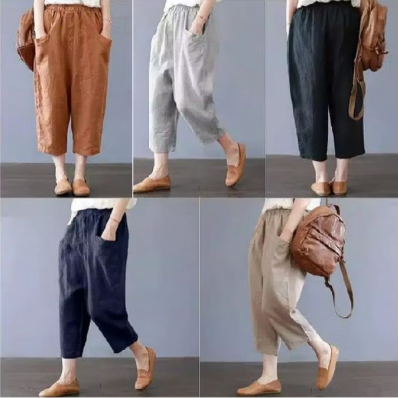 CELANA WANITA JUMBO PINGGANG KARET - SASHA CROP PANTS / CELANA KUREA TERBARU SASHA PANTS WILLOW PANT