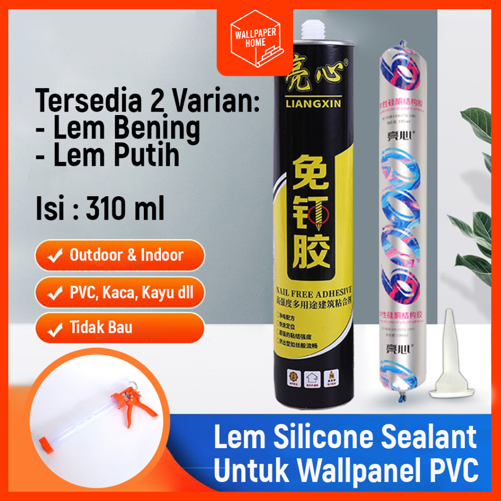 Lem Silikon Silicone Sealant Lem Kaca Silen Untuk Wallpaper Aluminium Kayu Logam PVC