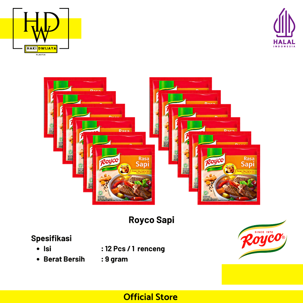 

[12 Pcs] Royco Bumbu Penyedap Rasa Sapi Bubuk Kemasan Sachet 9gr