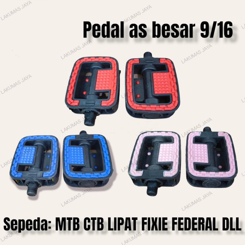 Pedal Sepeda As Besar 9/16 Warna Fixie MTB CTB mini Lipat Dewasa & anak Murah Grosir