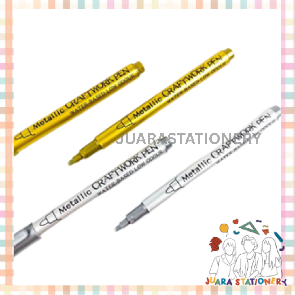 

JUARASTATIONERY Spidol Permanent Emas Perak / Gold Silver Pen Metallic Marker DIY Scrapbook