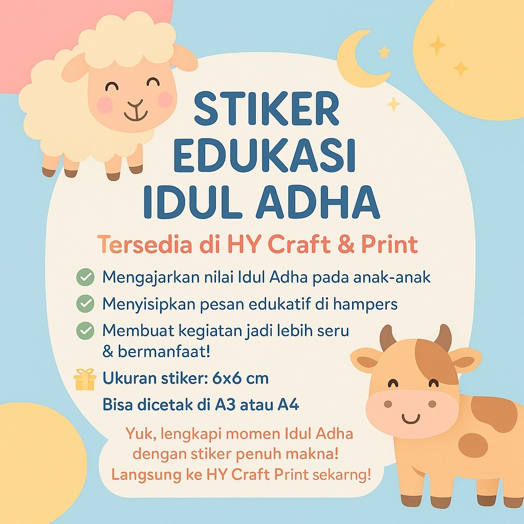 

Stiker Edukasi Idul Adha Anak – Gratis Desain, Potong & Finishing | HY Craft & Print