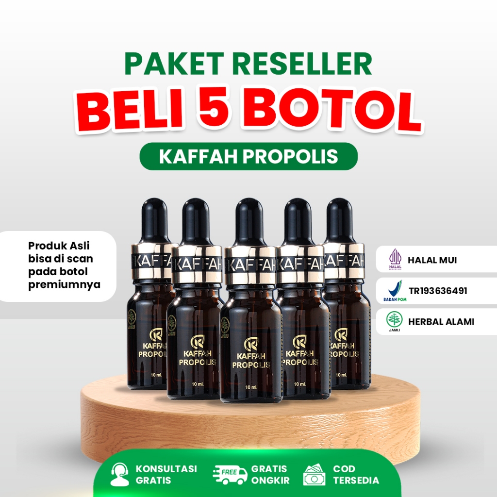 

5 Botol Kaffah Propolis Herbal Alami Asli No Wax Cocok Untuk Berbagai Keluhan
