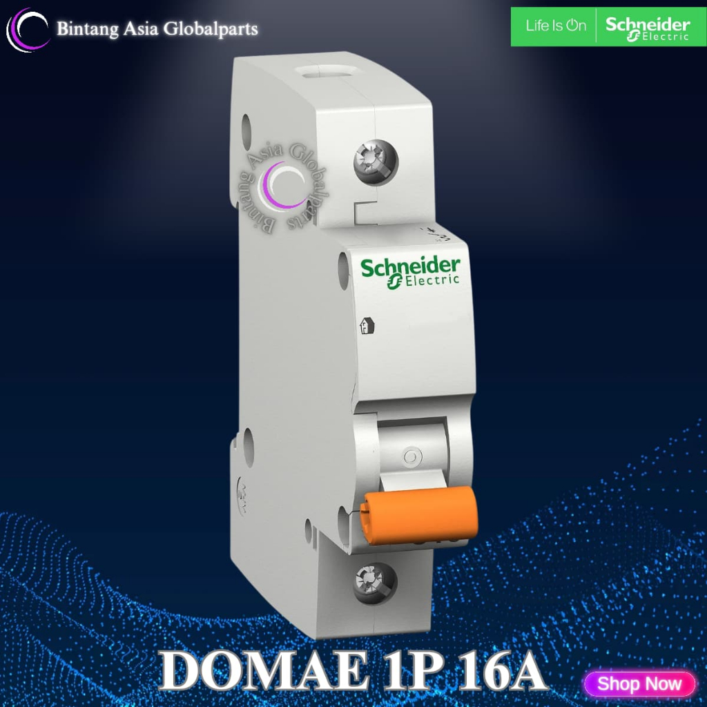 MCB 1p 16a Schneider Domae Original / MCB 1 Phase 16 Ampere DOM11342SNI / MCB 1 Pole 16a