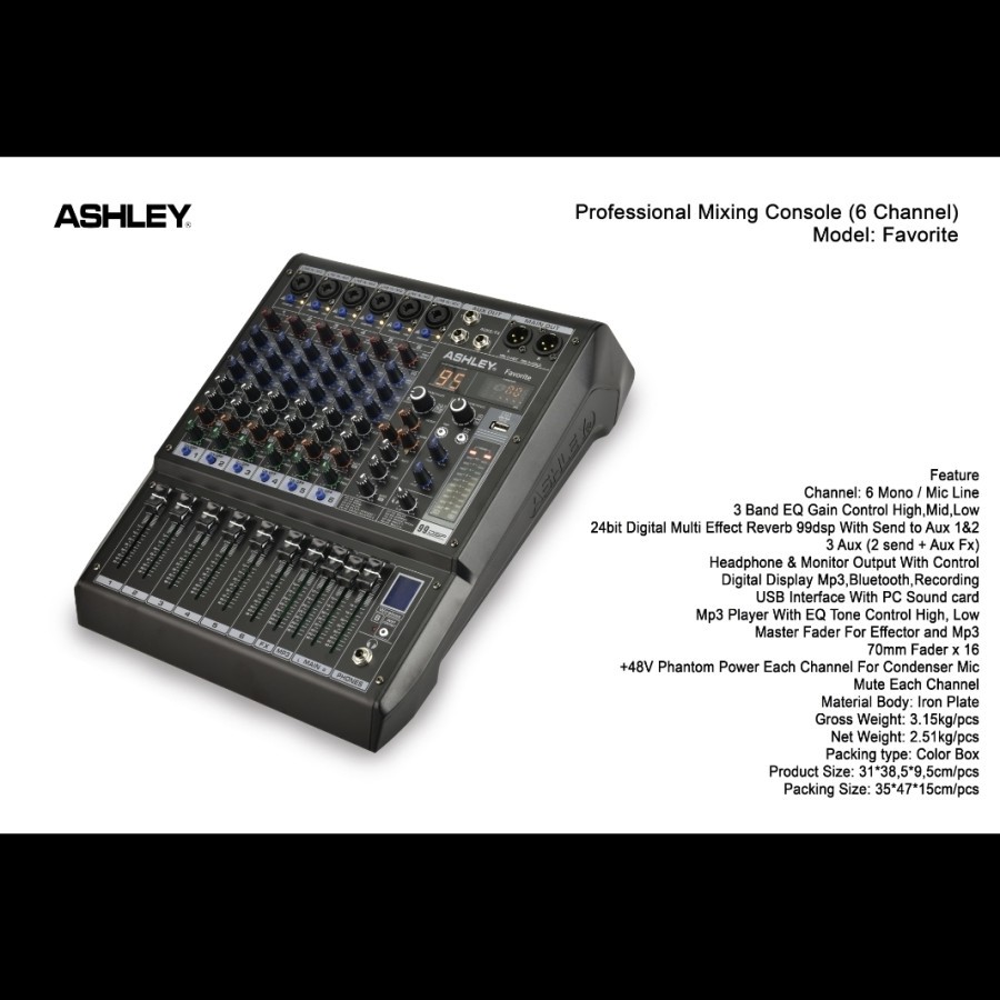 Mixer Audio ASHLEY Favorite 6 Mixer Ashley 6chennel Profesional mixer console Original USB SOUNDCARD