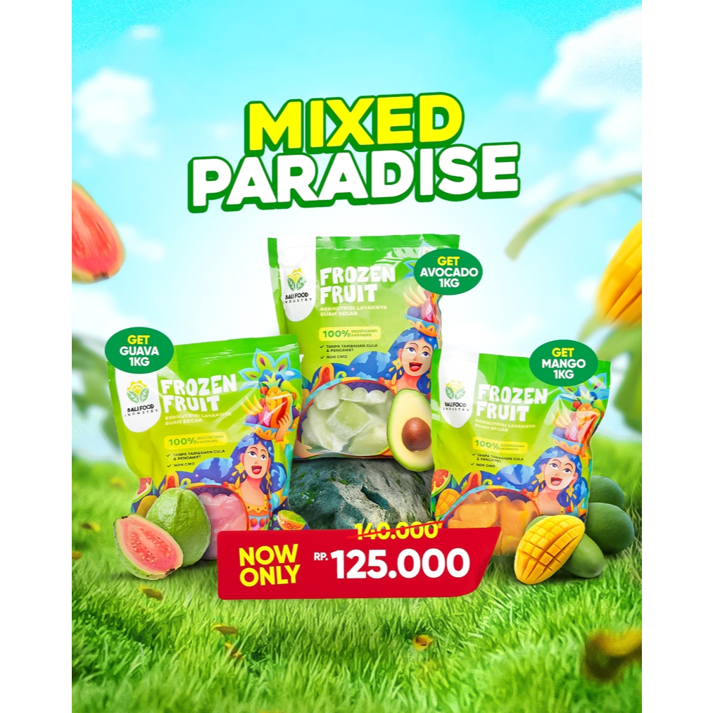 

Paket Bundle Mixed Paradise (Alpukat Frozen 1KG, Mangga Frozen 1KG, Jambu Merah Frozen 1KG)