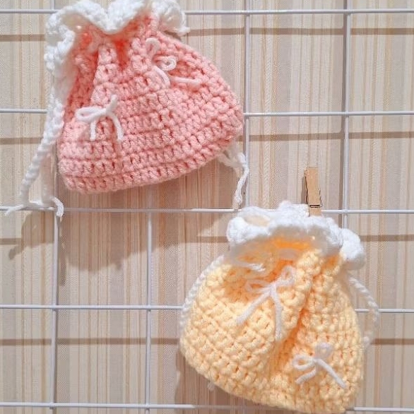 Coquette Pouch - mini pouch rajut makeup pouch wanita