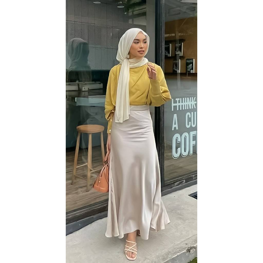 [ PROMO ] ROK SATIN SILK PREMIUM MODEL DUYUNG / ROK CAROL TERBARU PALING BESTSELLER SUPER GLOSSY