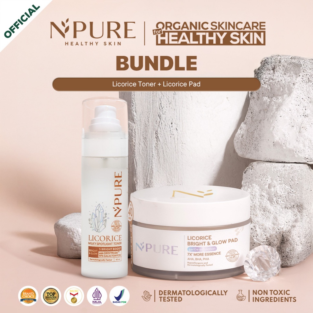 LIVE ONLY - GLOWING SET - NPURE Bundling Licorice Toner + Licorice Pad /  Brightening Toner / Mencer
