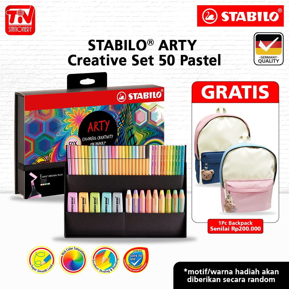 

STABILO ARTY Creative Set Pastel - 50 pack / Higlighter/ Woody/ Aquacolor/ Pen