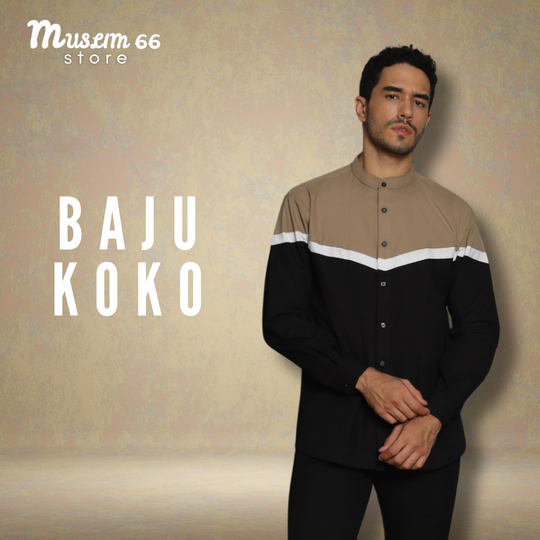 Baju Koko Baju Taqwa Pria Lengan Panjang Al Habsyi Busana Muslim President Polos Garis - Muslim66