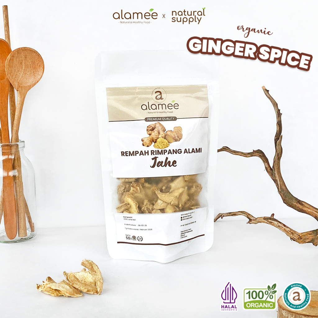 

ALAMEE Jahe Kering Iris Dried Ginger Rempah Rimpang Organik Alami Bumbu Masakan Masak Organic 50g