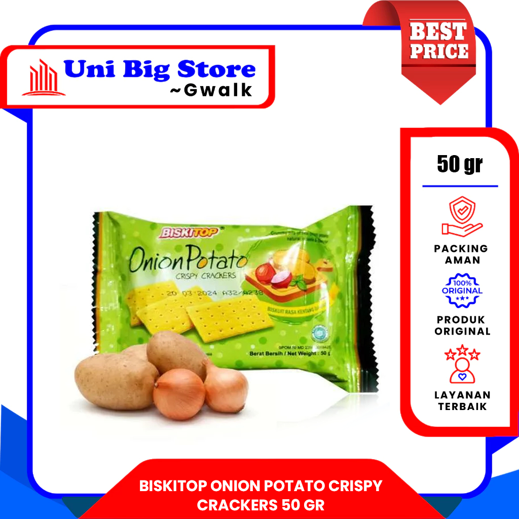 

BISKITOP ONION POTATO CRISPY CRACKERS BISKUIT KENTANG BAWANG - 50 GR