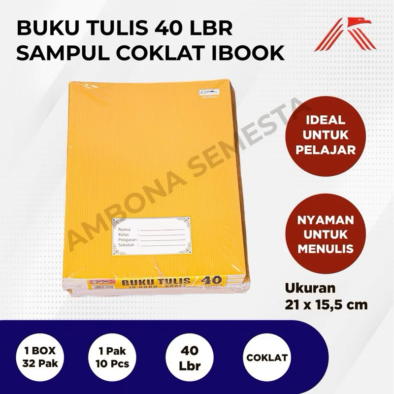 

BUKU TULIS PENDEK iBOOK KRAFT/COVER COKLAT ISI 38 LEMBAR (ISI 10 BUKU)
