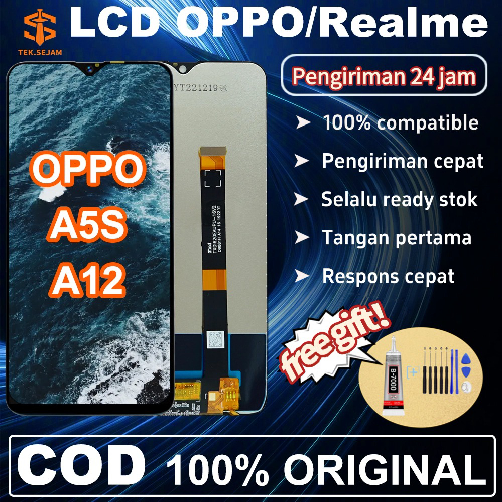 LCD OPPO A5S/A12 Original 100 Fullset Asli Ori Touchscreen Compatible For Glass Touch Screen Digitiz