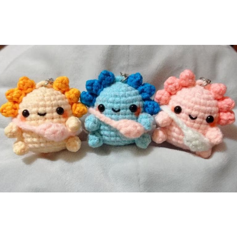 (REALPICT) Gantungan Kunci Axolotl (Salamander Air)/ Axolotl Keychain/ Amigurumi Keychain