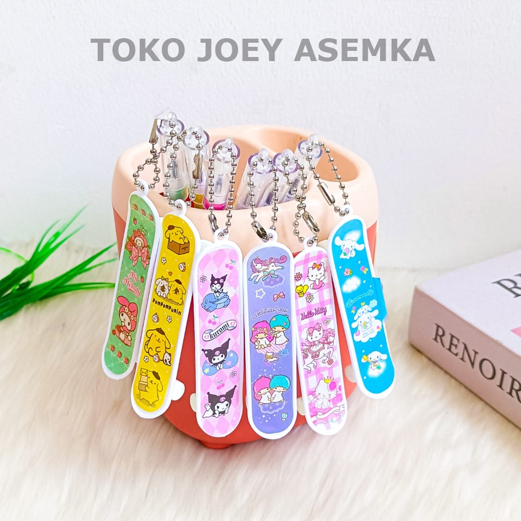 

PEN SKATEBOARD SANRIO CINAMOROLL PURIN MELODY KUROMI GEL TINA PENA BOLPEN ALAT TULIS SANRIO