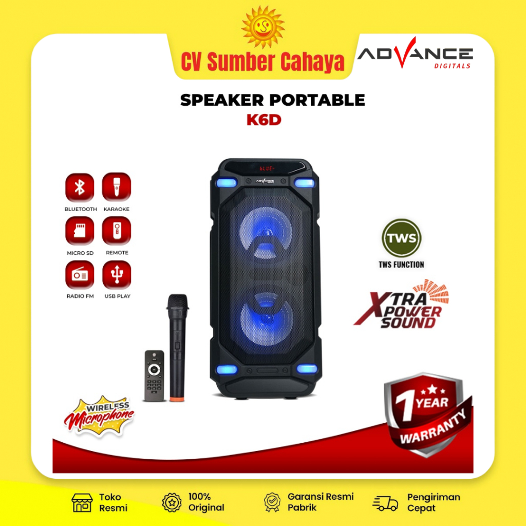 Advance Speaker Meeting Portable 6,5" Free 1 Mic Wireless K6D BT USB