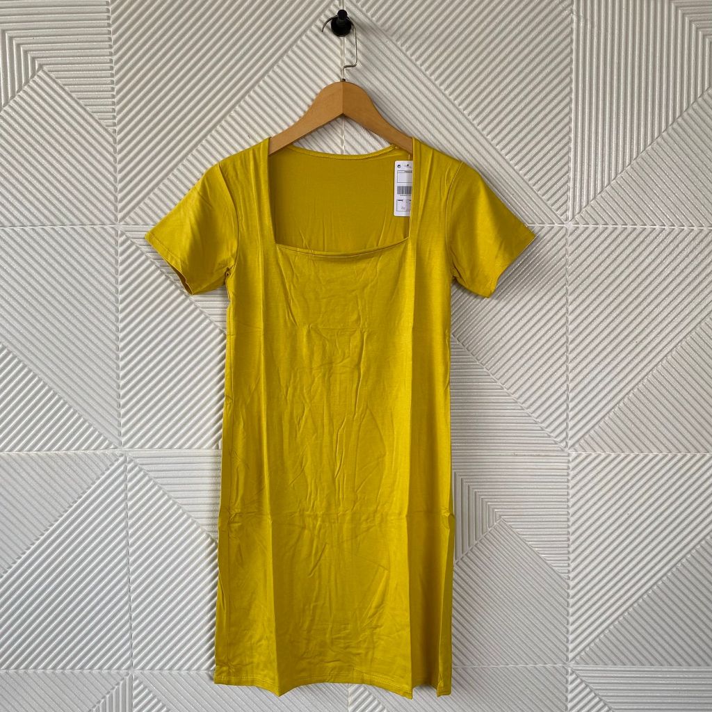 dress kerah kotak lengan pendek wanita/dress terbaru/dress polos/dress kerah kotak/dress pendek kera