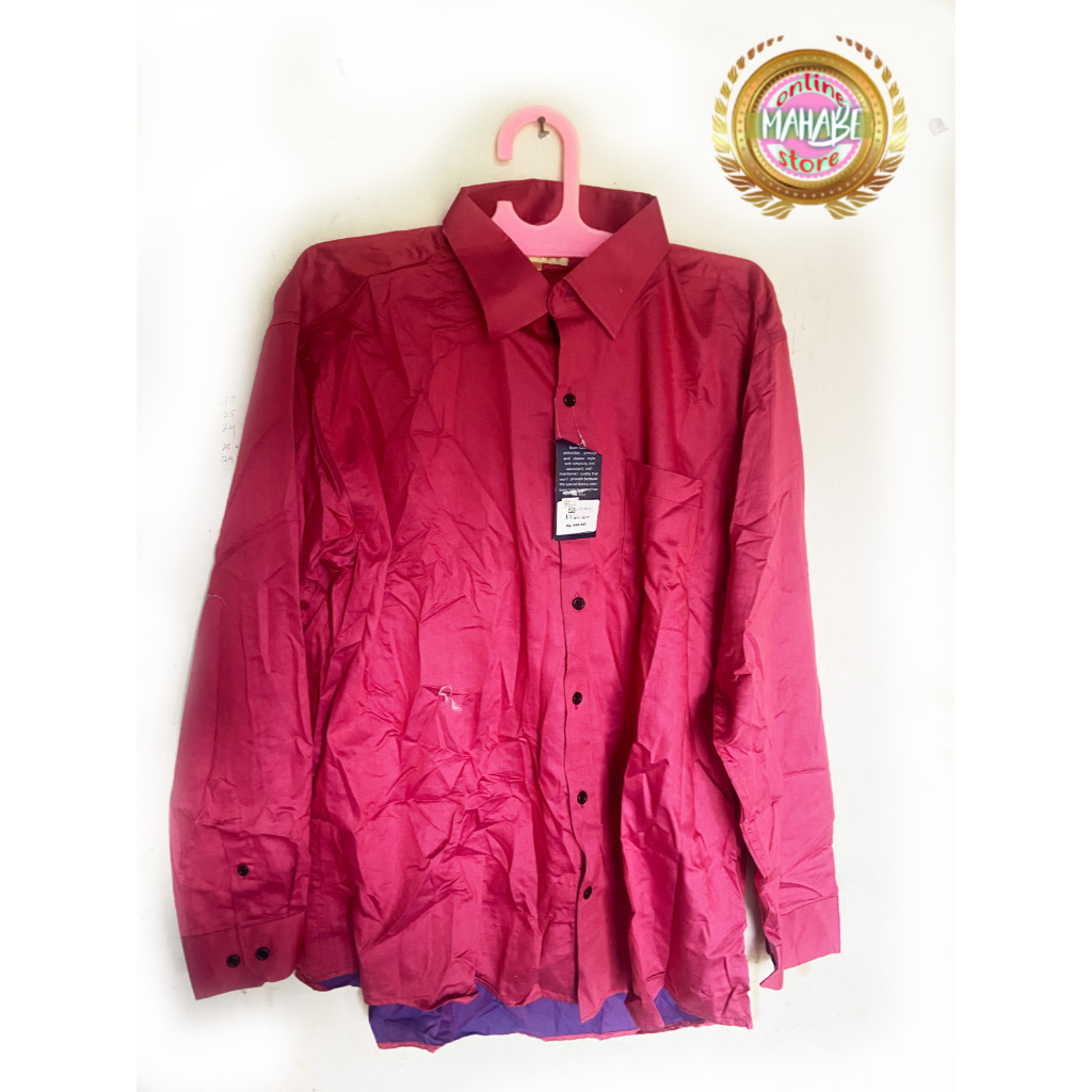 Buon Giorno Marun polos kemeja lengan panjang formal premium Original