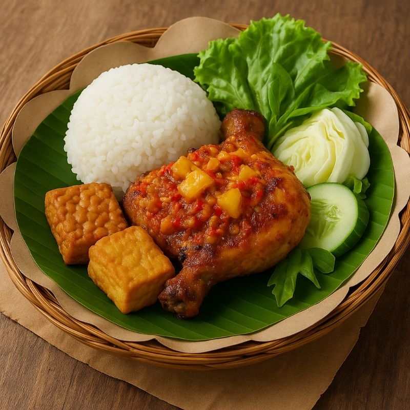 Frozen Food Pecel Ayam Sambal Nanas – Ayam Ungkep Praktis Siap Goreng + Sambal Unik Pedas Manis