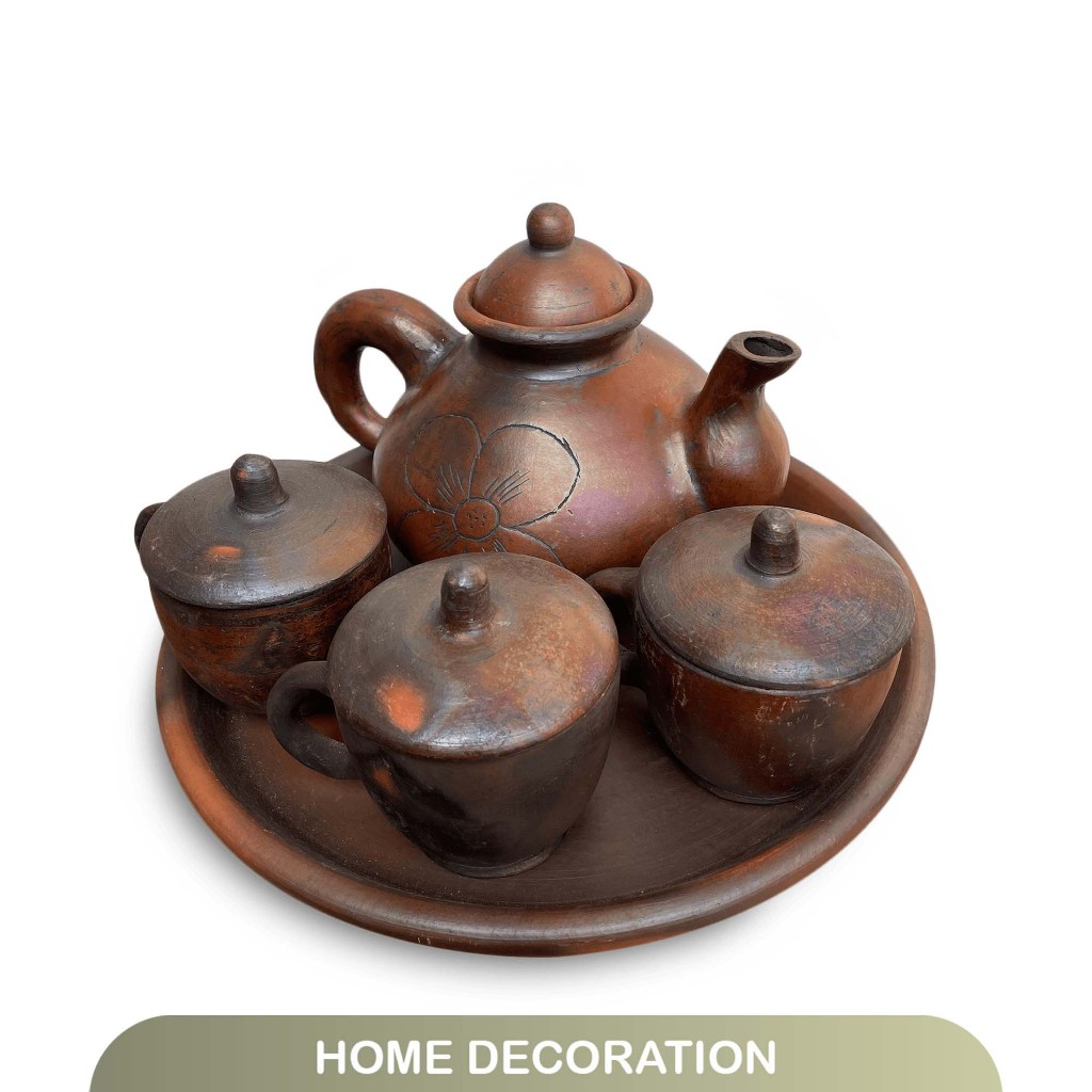 Set Teh Keramik Tradisional, Teko dan Gelas Keramik 1 Set