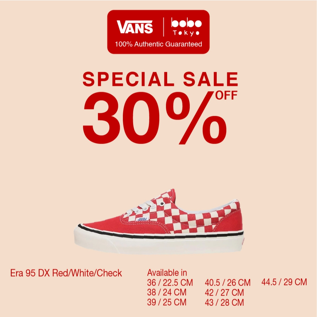 Sepatu VANS ORIGINAL - Era 95 DX Red/White/Check