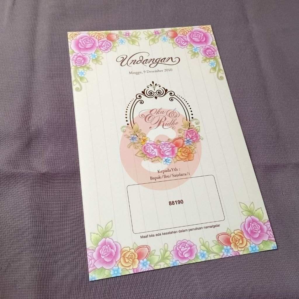 Cetak undangan tema warna pink elagant mewah, cetak undangan medan