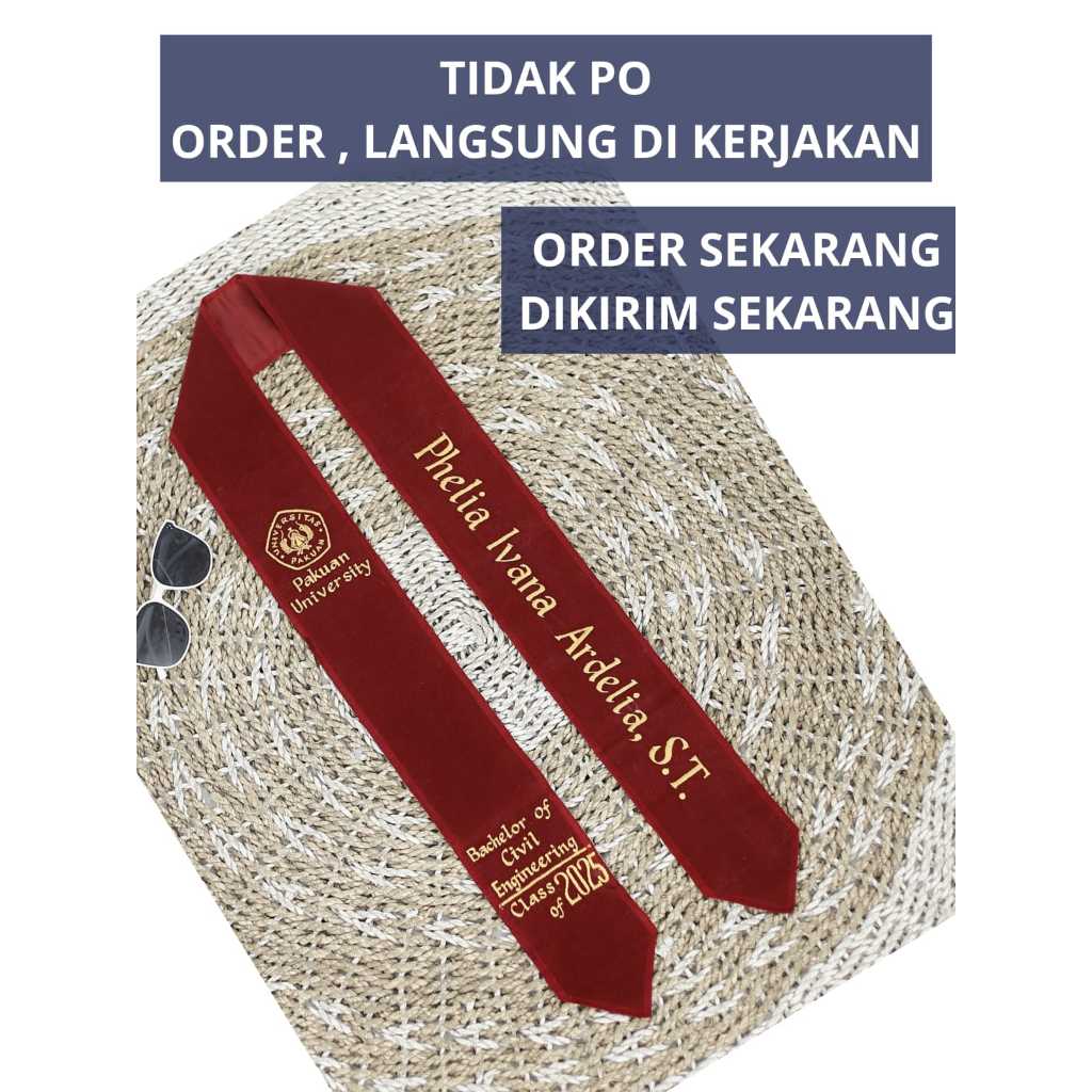 SEHARI JADI  SELEMPANG LEHER WISUDA KAIN PREMIUM BLUDRU PROSES CEPAT DAN MURAH