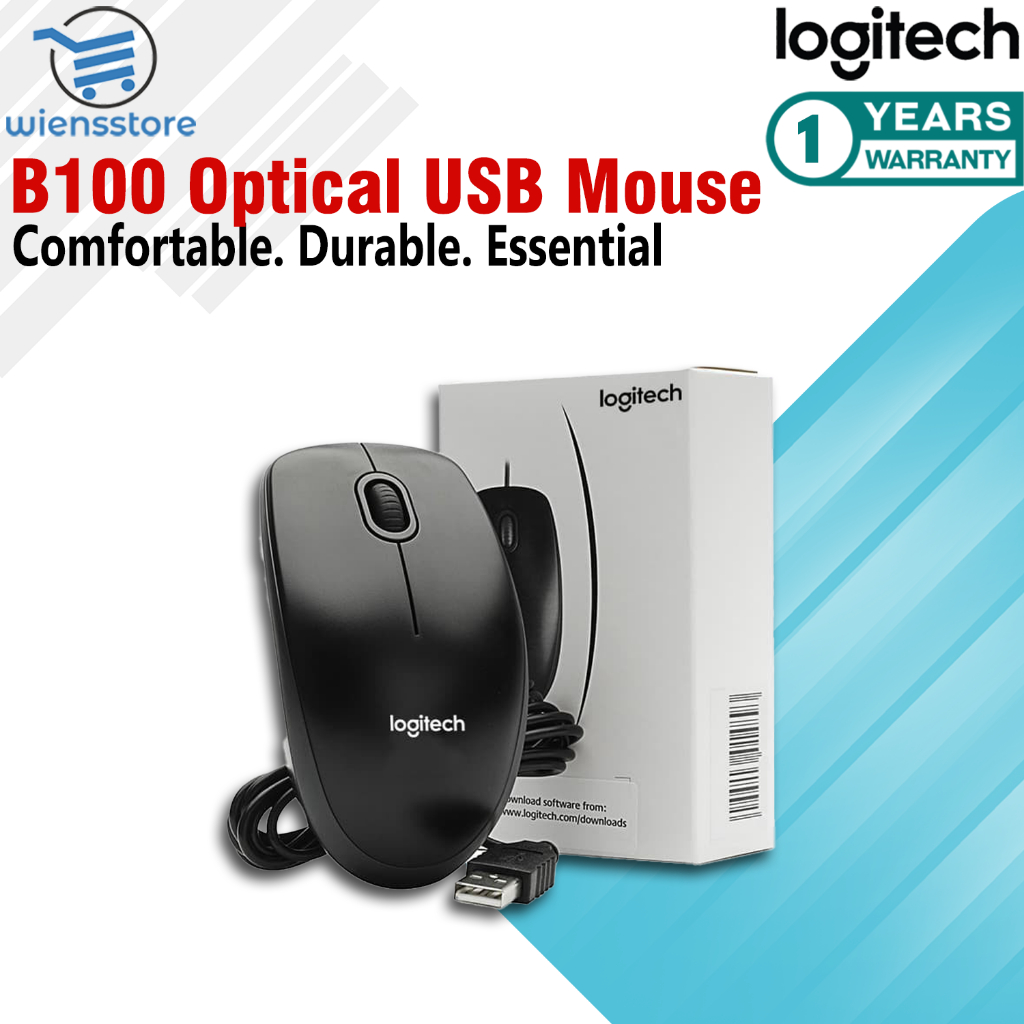 Logitech B100 Optical USB Mouse LOGITECH MOUSE KABEL B100 / CABLE MOUSE B 100 / 100% ORIGINAL - B100