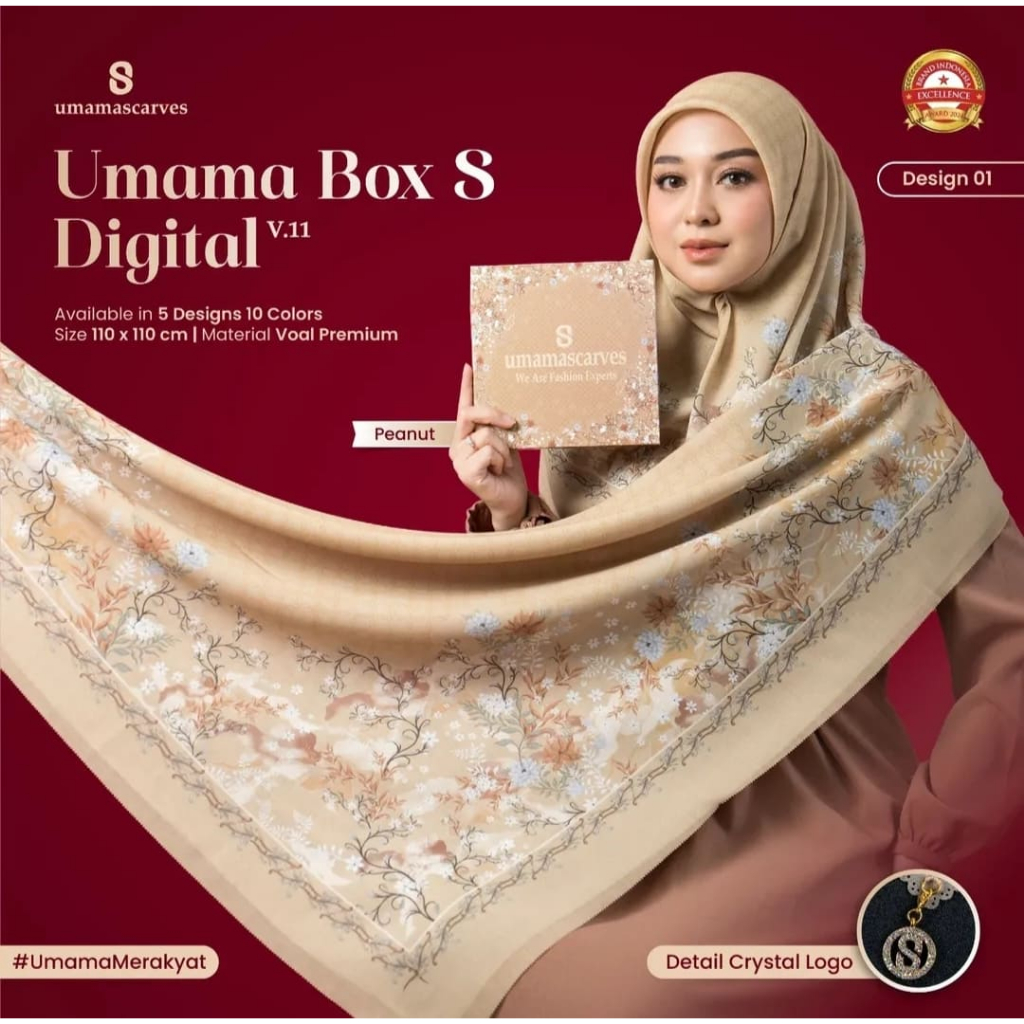 UMAMA SCARVES MOTIF BOX PREMIUM DIGITAL PRINT MIX VICTORIA CHIFFON / UMAMA SCARF PREMIUM