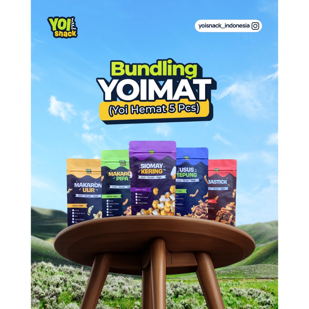 

YOI SNACK - Bundling 5pcs Hemat Makaroni Ulir Bastick Usus Siomay Snack Murah Pedas Viral
