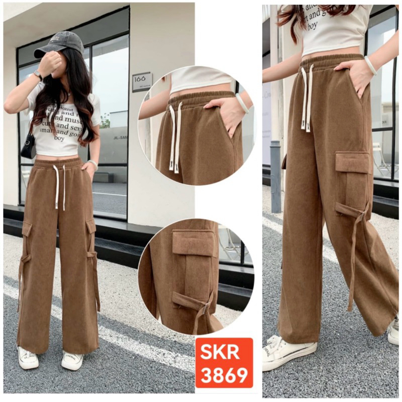 Celana panjang kulot cargo kodorai wanita uk allsize celana kulot #3869