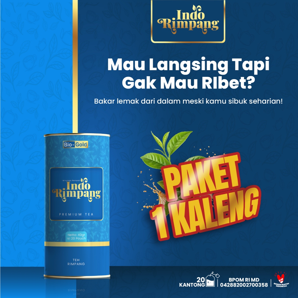 

Indo Rimpang - Teh Pelangsing Detox Badan Teh Celup Rempang 100% Bahan Alami Teh Indo Rimpang BioGold
