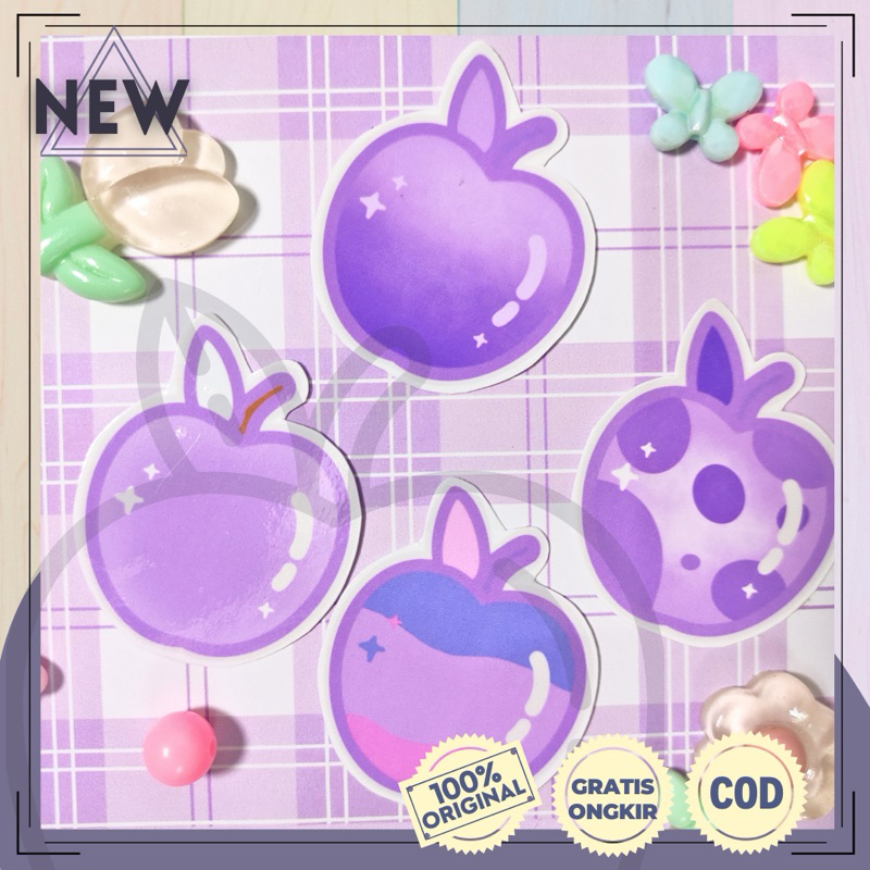 

Sticker Lucu Kawaii Apple Ungu Stiker Journaling Scrapbook Planner DIY