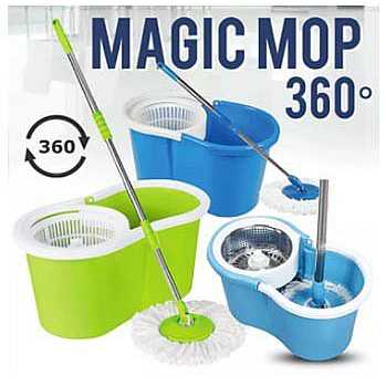 Alat Pel Spin Mop Putar Otomatis / Pel Mop Putaran Stainless Plastik/Rotary Mop Alat Pel Set Ember