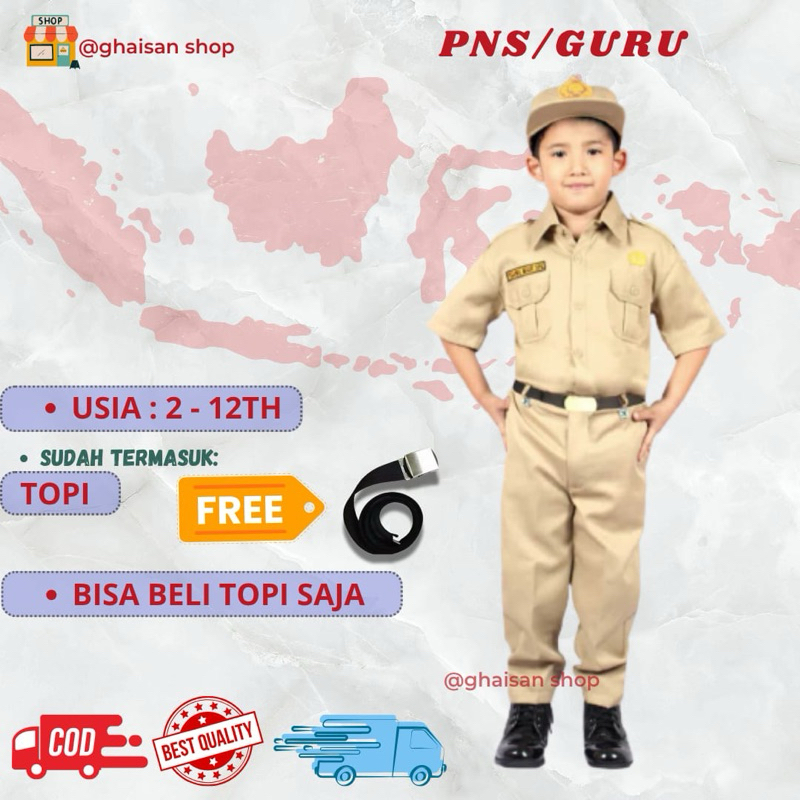seragam pns anak lagi-laki baju profesi anak-anak eragam asn anak pakain dinas guru