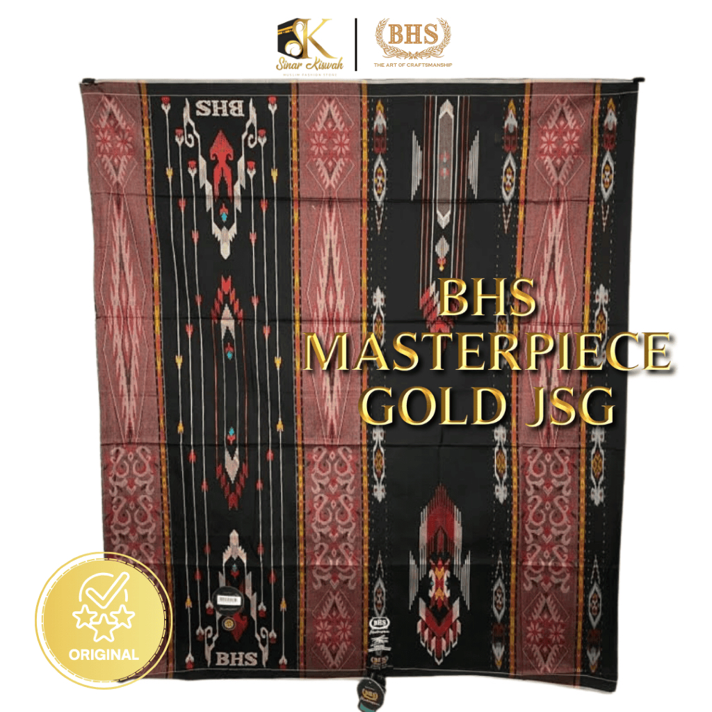 Sarung BHS Masterpiece Gold JSG Muslim Motif Santri Dewasa Katun Pria Tenun - Sinar Kiswah